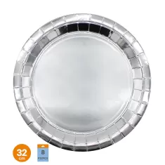 PIATTO PIANO IN CARTA CM.32 ARGENTO PZ.8
