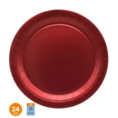 PIATTO PIANO IN CARTA CM.24 ROSSO METAL PZ.15