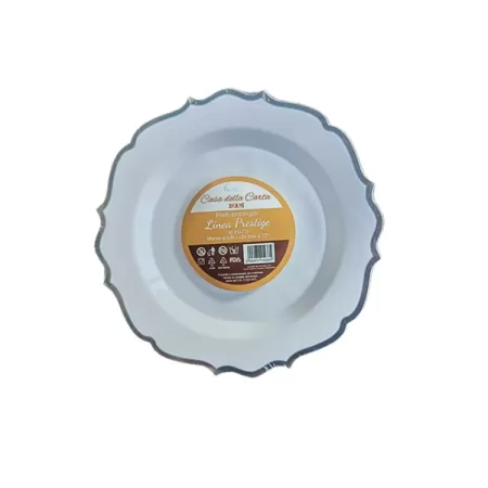 piatto bianco con bordo argento da 18cm pz.10