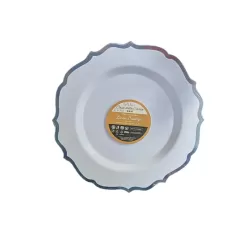 piatto bianco con bordo argento da 26cm pz.10