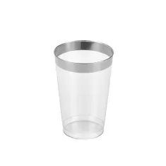 Bicchiere trasparente con bordo argentato da 355 ml pz.20