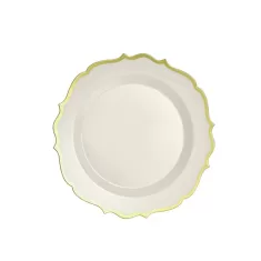 piatto panna con bordo oro da 23 cm pz.10