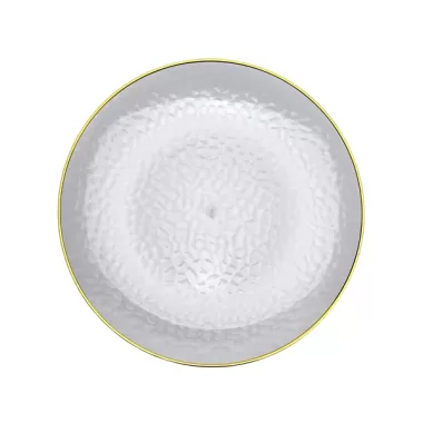 piatto trasparente con bordo oro 26 cm pz.10