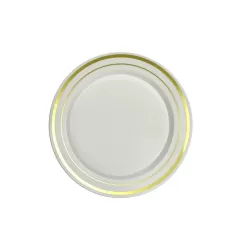 piatto bianco con bordo oro da 19cm pz.10