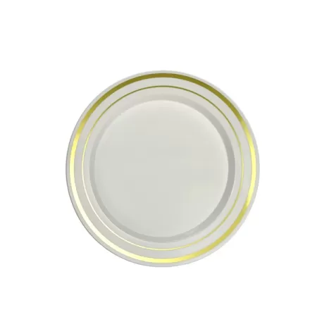 piatto bianco con bordo oro da 19cm pz.10