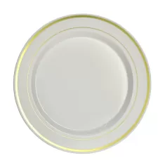 piatto bianco con bordo oro da 26cm pz.10