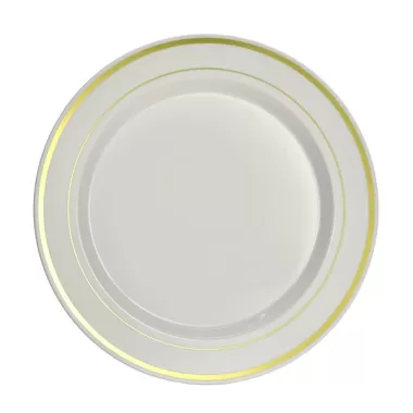 piatto bianco con bordo oro da 26cm pz.10