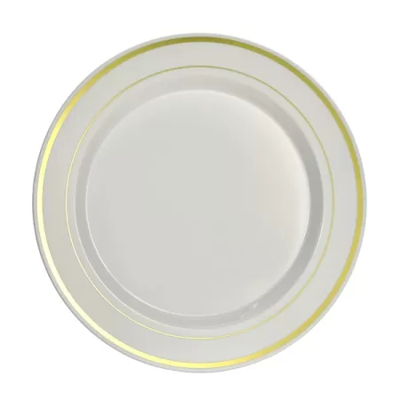 piatto bianco con bordo oro da 26cm pz.10