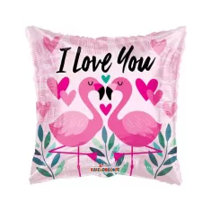18" I LOVE YOU QUADRATO FENICOTTERO