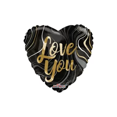 18" CUORE LOVE YOU ORO E NERO MARMORIZZATO