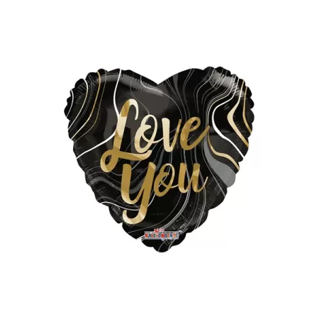 18" CUORE LOVE YOU ORO E NERO MARMORIZZATO