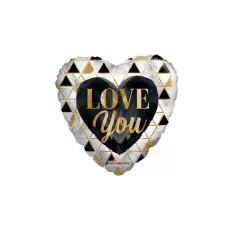 18" CUORE I  LOVE YOU ORO E NERO