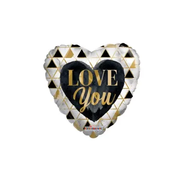 18" CUORE I  LOVE YOU ORO E NERO