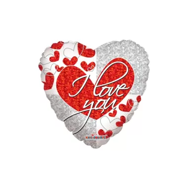 18" CUORE I LOVE YOU ROSSO E ARGENTO
