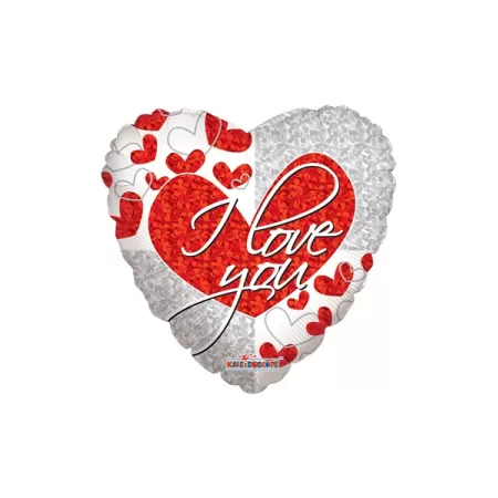 18" CUORE I LOVE YOU ROSSO E ARGENTO