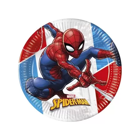PIATTI DESSERT SPIDERMAN SUPER HERO COMPOSTABILE PZ.8